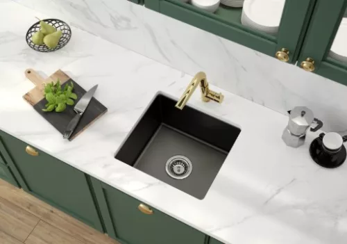 Mosogatótálca, Deante Sabor 1 medencés, kerámia mosogató, fekete ZCB_N103