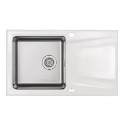   Mosogatótálca,Deante Prime 1 medencés csepegtetővel,acél-gránit mosogató,alabástrom-acél ZSR_A113