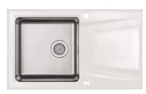 Mosogatótálca,Deante Prime 1 medencés csepegtetővel,acél-gránit mosogató,alabástrom-acél ZSR_A113
