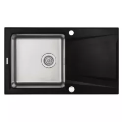   Mosogatótálca,Deante Prime 1 medencés+csepegtetgő,acél-gránit mosogató,grafit metál-acél ZSR_G113