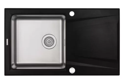 Mosogatótálca,Deante Prime 1 medencés+csepegtetgő,acél-gránit mosogató,grafit metál-acél ZSR_G113