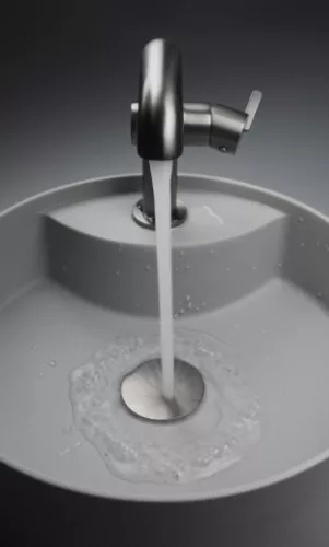 Mosdó, Deante Silia pultra építhető gránit mosdó csaplyukkal metálszürke 36 cm CQS_SU4B