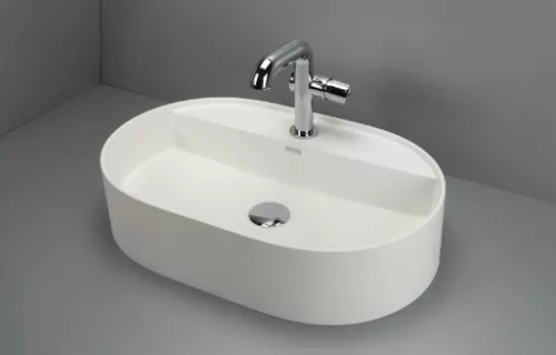 Mosdó, Deante Silia pultra építhető gránit mosdó csaplyukkal alabástrom 35x55 cm CQS_AU6B