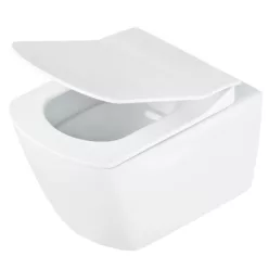   WC, Deante Anemon fali, perem nélküli wc csésze, fehér, wc tetővel CDZD6ZPW
