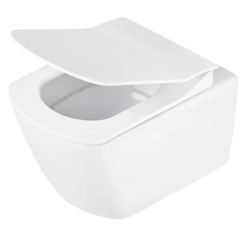 WC, Deante Anemon fali, perem nélküli wc csésze, fehér, wc tetővel CDZD6ZPW