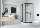 Zuhanykabin, Deante Funkia íves zuhanykabin 80x80x185 fekete/átlátszó üveg KYP_N52K