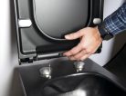 WC tető, Sapho Avva slim wc ülőke, soft-close, króm/fekete 100787-110