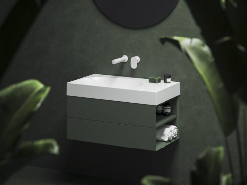 Alsó szekrény, Ravak SD Lite 80 fürdőszobai szekrény, grey green, jobbos X000001888