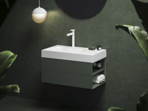 Alsó szekrény, Ravak SD Lite 80 fürdőszobai szekrény, grey green, jobbos X000001888