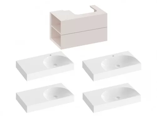 Alsó szekrény, Ravak SD Lite 80 fürdőszobai szekrény, alabaster pink, balos X000001878