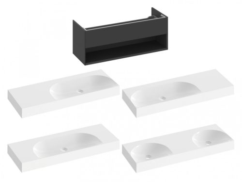 Alsó szekrény, Ravak SD Lite 120 fürdőszobai szekrény, matt fekete X000001868