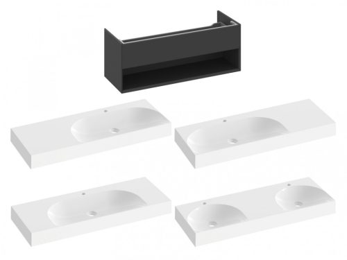 Alsó szekrény, Ravak SD Lite 120 fürdőszobai szekrény, matt fekete X000001868