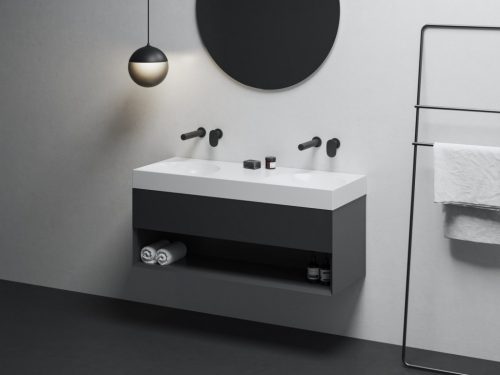 Alsó szekrény, Ravak SD Lite 120 fürdőszobai szekrény, matt fekete X000001868