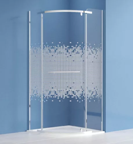 Zuhanykabin, Roltechnik Ardis íves zuhanykabin, brillant profil/pattern üveg, 80x80 N0798
