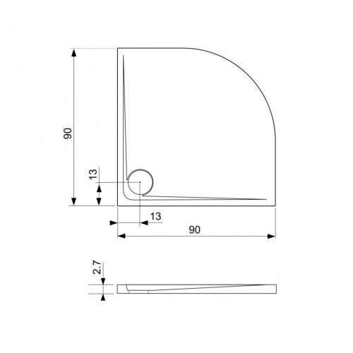 Zuhanytálca, West WST05 90x90 Fehér