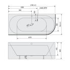 Kád, Sapho Polysan Viva L Monolith aszimmetrikus kád 170x75 fehér/agila 70119M.43