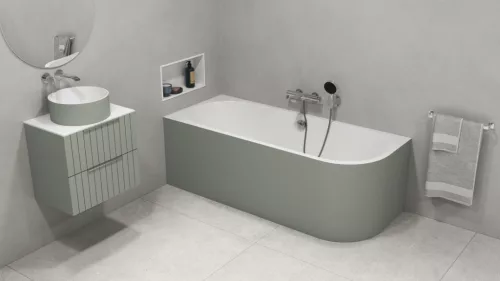 Kád, Sapho Polysan Viva L Monolith aszimmetrikus kád 170x75 fehér/verde 70119M.44