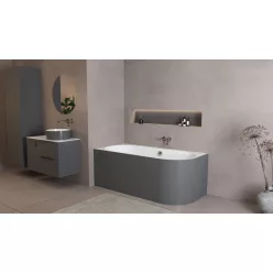   Kád, Sapho Polysan Astra L Monolith aszimmetrikus kád 160x75 fehér/carina 33611M.41