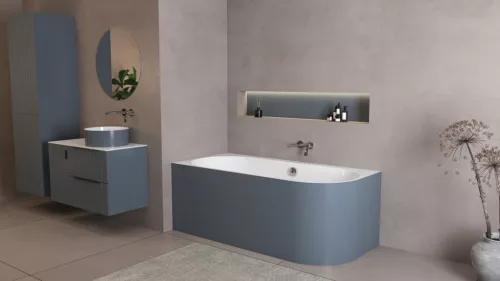 Kád, Sapho Polysan Astra L Monolith aszimmetrikus kád 160x75 fehér/siena 33611M.42