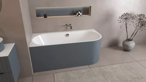 Kád, Sapho Polysan Astra L Monolith aszimmetrikus kád 160x75 fehér/siena 33611M.42