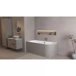   Kád, Sapho Polysan Astra L Monolith aszimmetrikus kád 160x75 fehér/agila 33611M.43