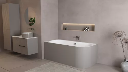 Kád, Sapho Polysan Astra L Monolith aszimmetrikus kád 160x75 fehér/agila 33611M.43