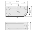 Kád, Sapho Polysan Astra L Monolith aszimmetrikus kád 160x75 fehér/agila 33611M.43