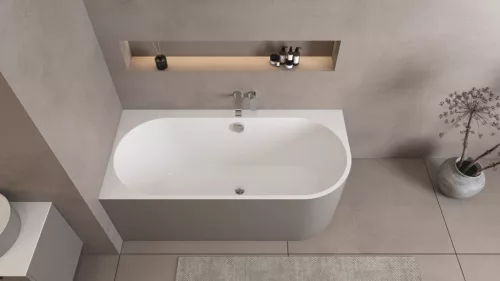 Kád, Sapho Polysan Astra L Monolith aszimmetrikus kád 160x75 fehér/agila 33611M.43