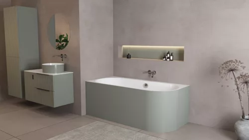 Kád, Sapho Polysan Astra L Monolith aszimmetrikus kád 160x75 fehér/verde 33611M.44