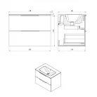 Alsó szekrény, Sapho Cirasa mosdótartó szekrény 2 fiókkal, 69,8x52x46 cm carina strip CR701-4141S