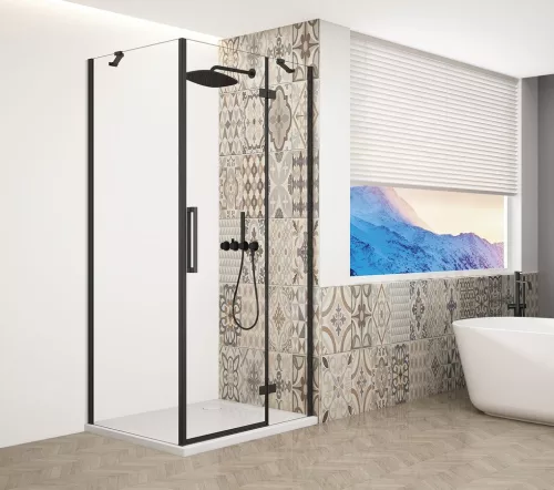 Zuhanykabin,Sapho Trinity Black szögletes zuhanykabin,átlátszó üveg,jobbos 120x80 GT5680-12CR-B