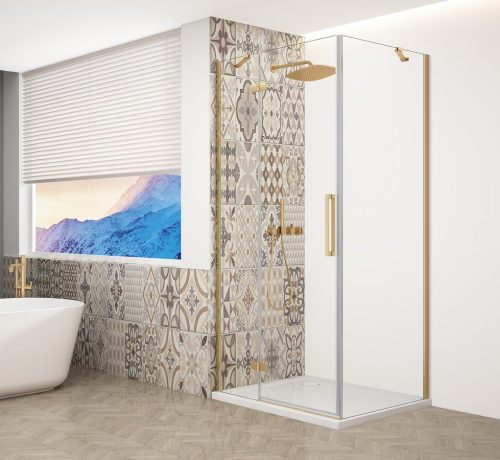 Zuhanykabin,Sapho Trinity Gold Matt szögletes zuhanykabin,átlátszó üveg,balos 80x80 GT5680-80CL-G