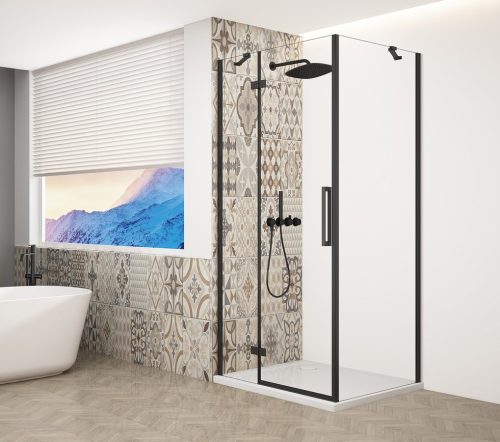 Zuhanykabin,Sapho Trinity Black szögletes zuhanykabin,átlátszó üveg,balos 120x90 GT5690-12CL-B