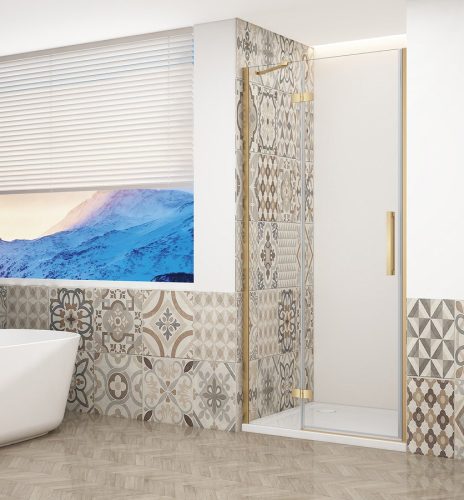 Zuhanyajtó, Sapho Trinity Gold zuhanyajtó 100 cm, átlátszó üveg, balos GT1210CL-G