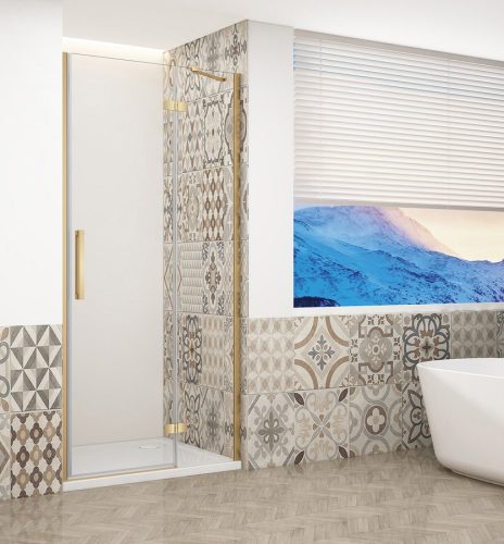 Zuhanyajtó, Sapho Trinity Gold zuhanyajtó 80 cm, átlátszó üveg, jobbos GT1280CR-G