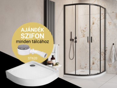Zuhanykabin, H2O Comfort A íves zuhanykabin Nero A tálcával, fekete 90x90