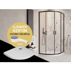  Zuhanykabin, H2O Comfort A íves zuhanykabin Nero A Slim tálcával, fekete 90x90