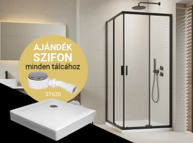Zuhanykabin, H2O Comfort C szögletes zuhanykabin Nero C tálcával, fekete 90x90