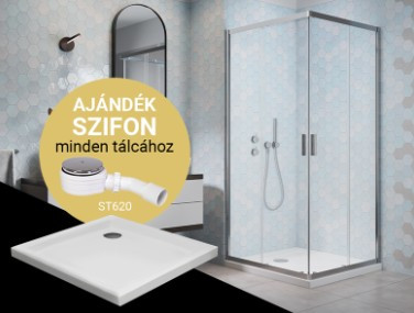 Zuhanykabin, H2O Comfort C szögletes zuhanykabin Nero C Slim tálcával, króm 90x90