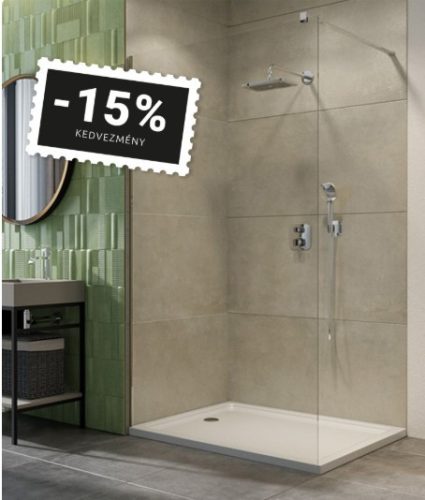 Walk-in, H2O walk-in zuhanyfal króm profillal 110 cm
