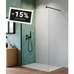 Walk-in, H2O walk-in zuhanyfal fekete profillal 70 cm