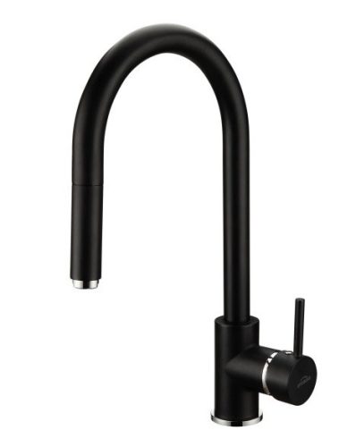 Mosogató csaptelep, Invena Duet kihúzható csővel, fekete, waterplating bevonat BZ-95-W04-C