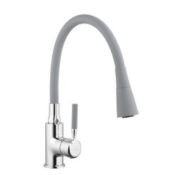   Mosogató csaptelep, Invena Hula álló, flexibilis kifolyócsővel, szürke-króm BZ-85-L05-L