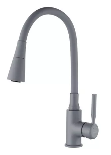 Mosogató csaptelep, Invena Hula Plus álló, flexibilis kifolyócsővel, szürke BZ-85-P05-L