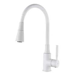   Mosogató csaptelep, Invena Hula Plus álló, flexibilis kifolyócsővel, fehér BZ-85-P02-L