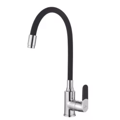  Mosogató csaptelep, Invena Joga álló, flexibilis kifolyócsővel, fekete-króm BZ-32-L04-C