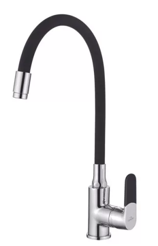 Mosogató csaptelep, Invena Joga álló, flexibilis kifolyócsővel, fekete-króm BZ-32-L04-C