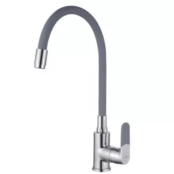   Mosogató csaptelep, Invena Joga álló, flexibilis kifolyócsővel, szürke-króm BZ-32-L05-C