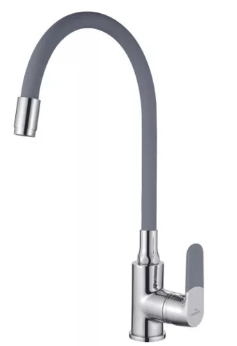 Mosogató csaptelep, Invena Joga álló, flexibilis kifolyócsővel, szürke-króm BZ-32-L05-C