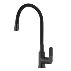   Mosogató csaptelep, Invena Joga Plus álló, flexibilis kifolyócsővel, fekete BZ-32-P04-C